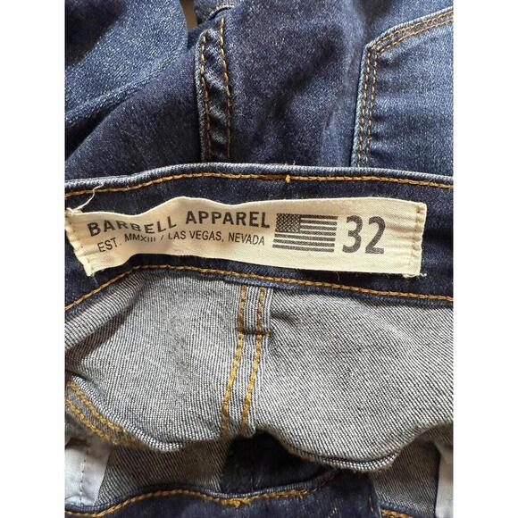 Barbell Apparel Denim Jeans Men 32x32 Dark Wash Straight Athletic Fit Stretch - Picture 4 of 7